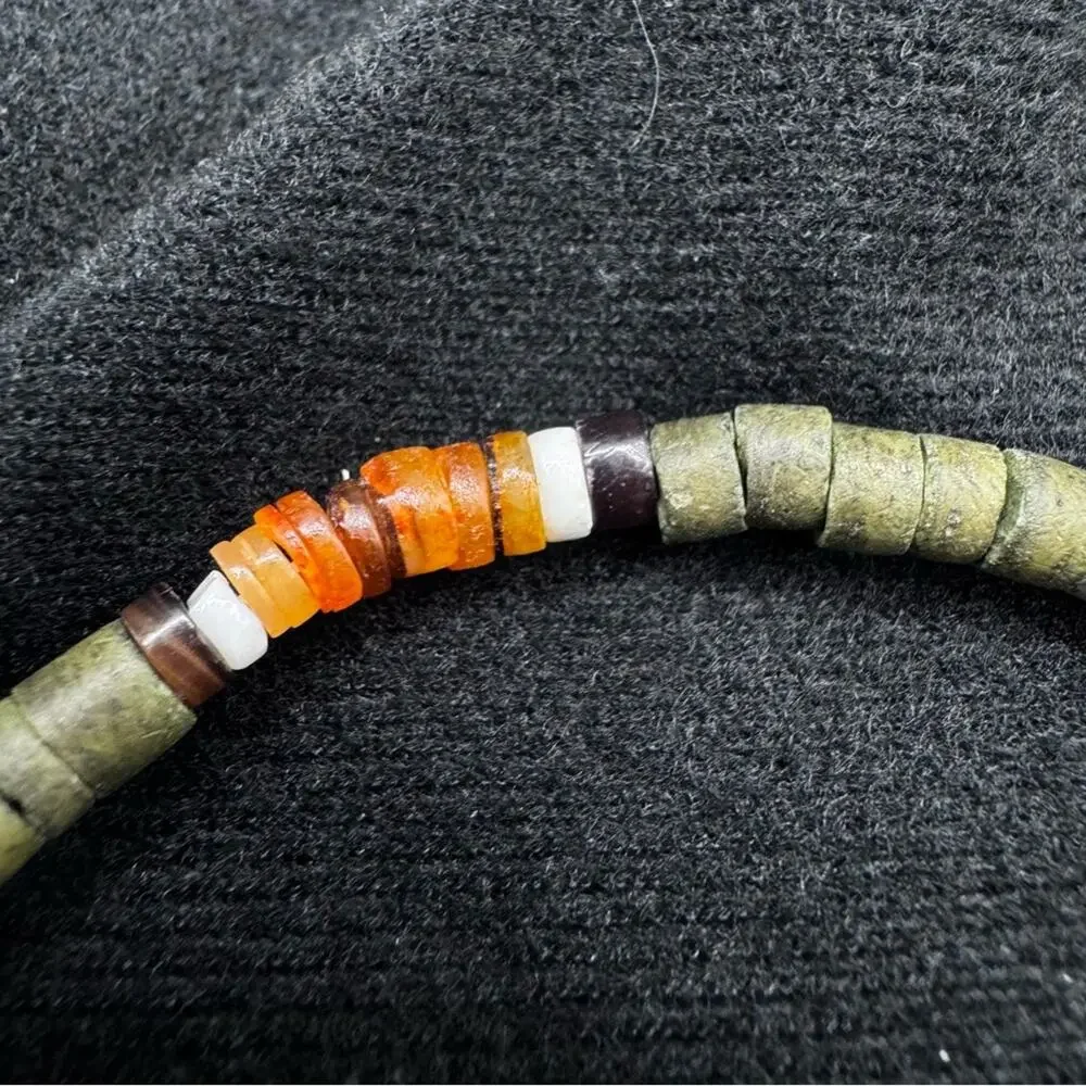 Bracelet Natural Stone Heishi Beads Earth Tones Artisan Boho Style